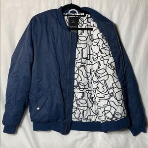 I LOVE UGLY ♠️ Blue Abstract Quilted Lining Bomber Jacket, Auckland, New Zealand